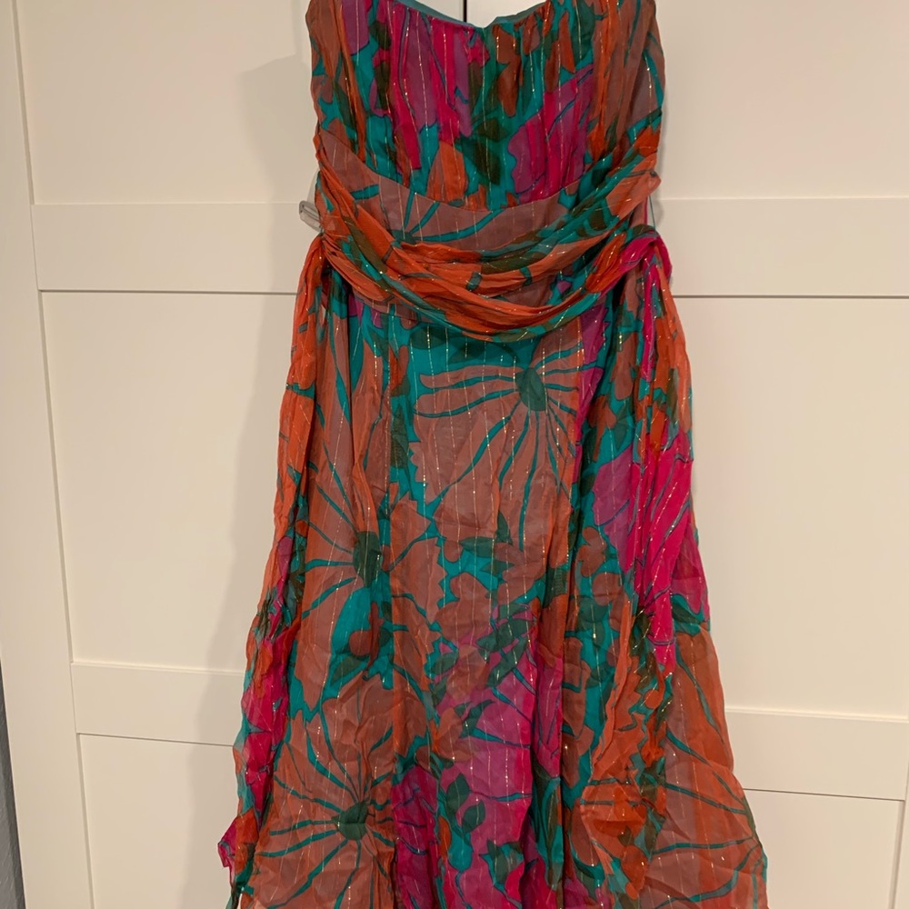 Strapless silk cocktail dress